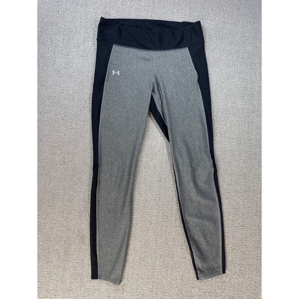 Under Armour Leggings Large Heat Gear Compression Full Length‎ Black Gray